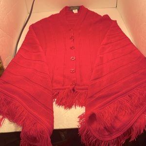 Steven Edwards Hot Pink Acrylic Sweater Shawl . One Size Fits All. Button Front